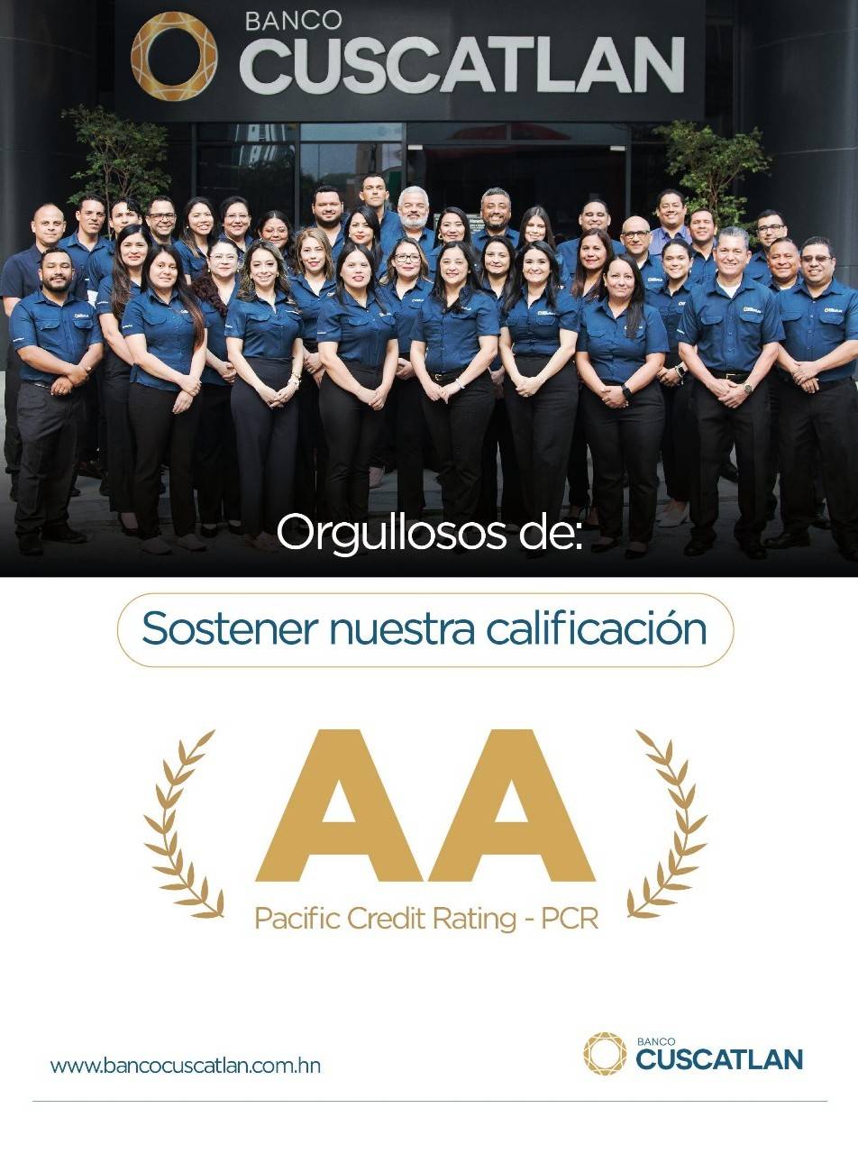 Banco CUSCATLAN Honduras obtiene ratificación AA, destacando su desempeño y confianza en el mercado